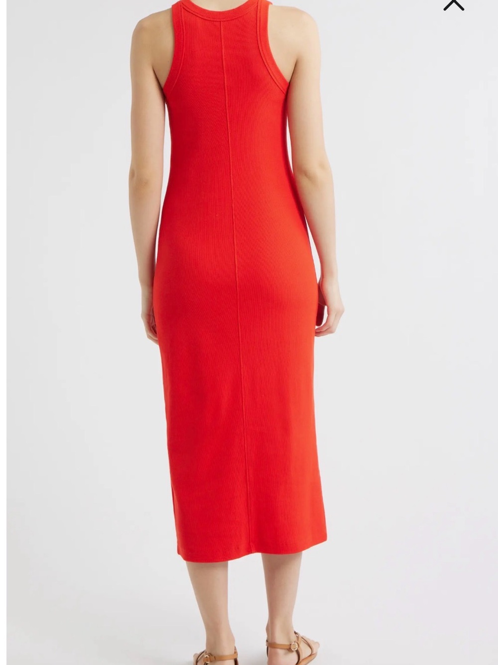 Alex Mill Everyday Rib Stretch Cotton Midi Tank Dress Red Dress Sz S - Picture 3 of 11
